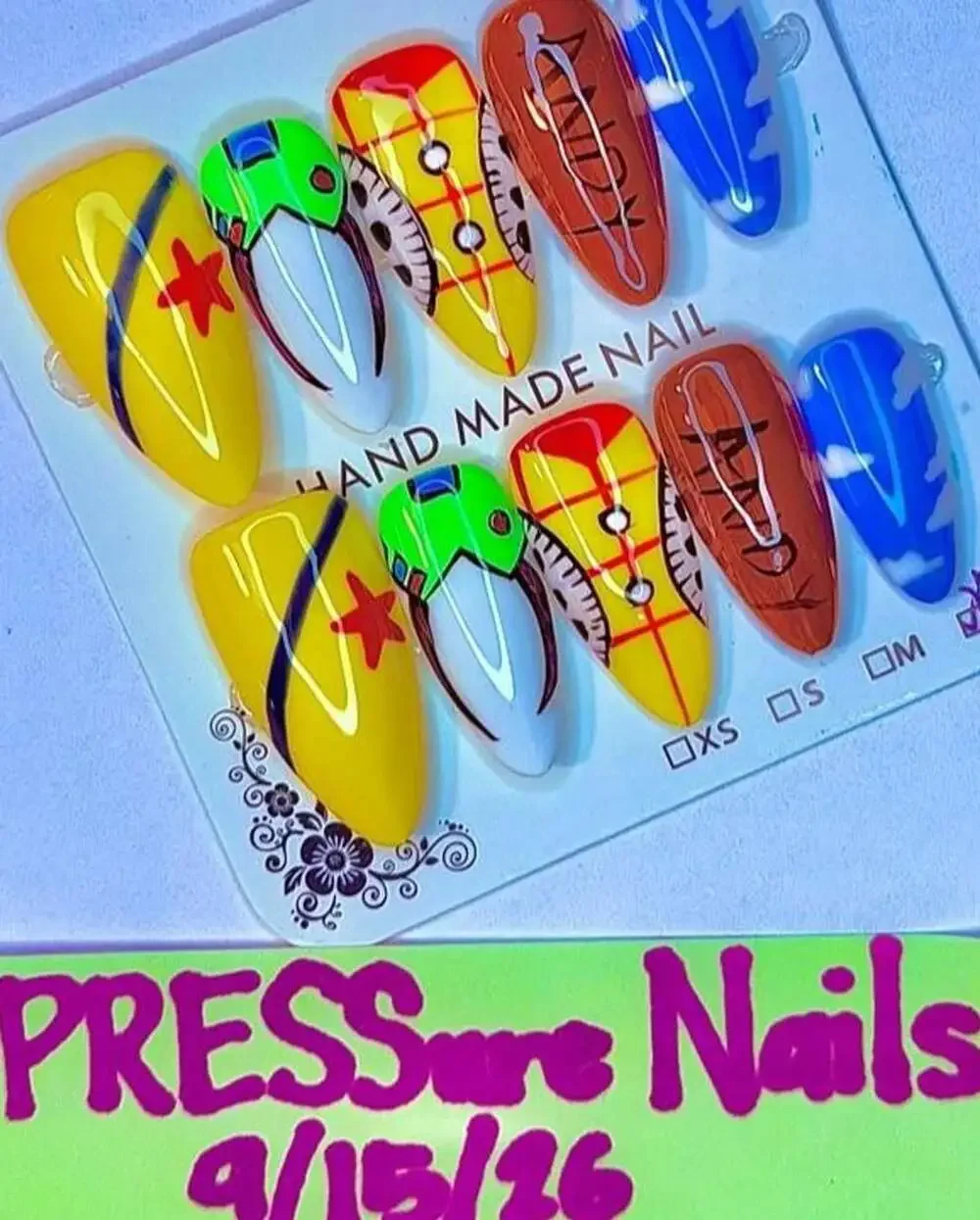 PRESSure Nails Hand-Painted Toy Story Press-On Nails Size M